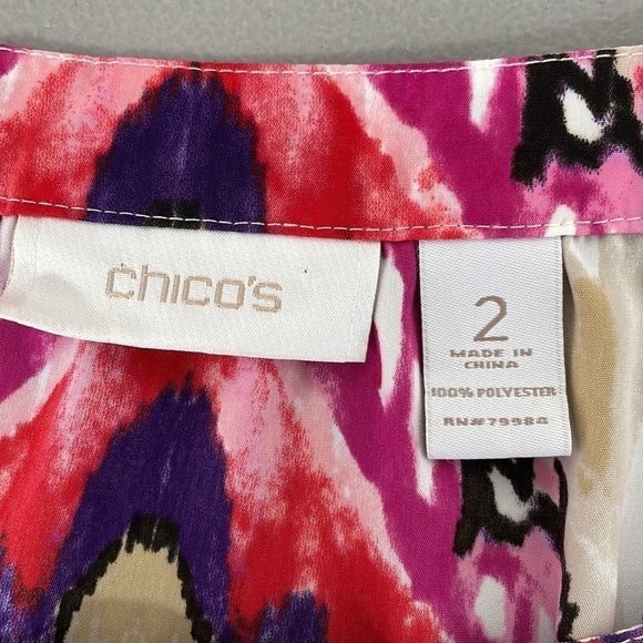 Chico’s Blouse Top Paisely Pink Cream Chico’s Size 12 Large - Picture 13 of 15